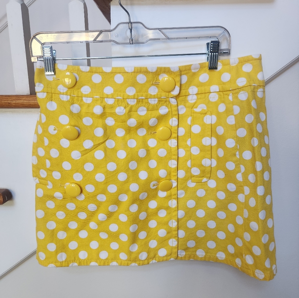 J Crew Yellow Polka Dot Retro Mini Skirt size 8